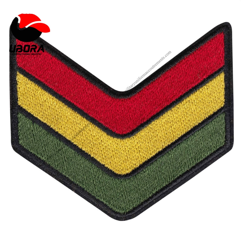 Red yellow and green embroidery Chevron - Reggae and Rasta high class